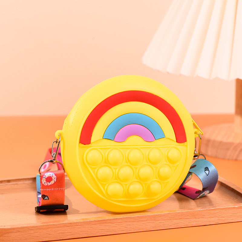 Wholesale Rainbow Silicone Decompression Kids Shoulder Bag